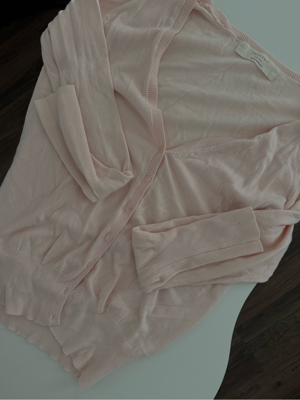 Zara Pale Pink V-Neck Button-Front Cardigan